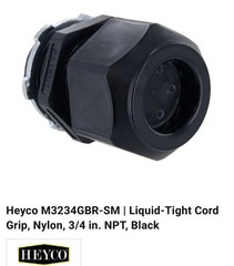 Genuine Heyco 3/4” NPT Nylon CGB Connector Liquid Tight W/ Lockring (pack Of 10)