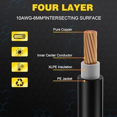 Solar Extension Cable 3FT, 10AWG Waterproof Male/Female
