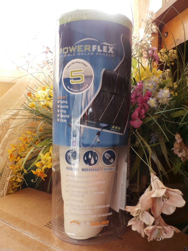 FLEXIBLE SOLAR PANEL POWERFLEX 5 Watt 22.5 x 10 WATERPROOF DURABLE ICP SOLAR