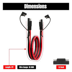 SAE 10AWG Extension Cable 1FT for Solar Panel RV Battery Automotive Marine,2 PCS