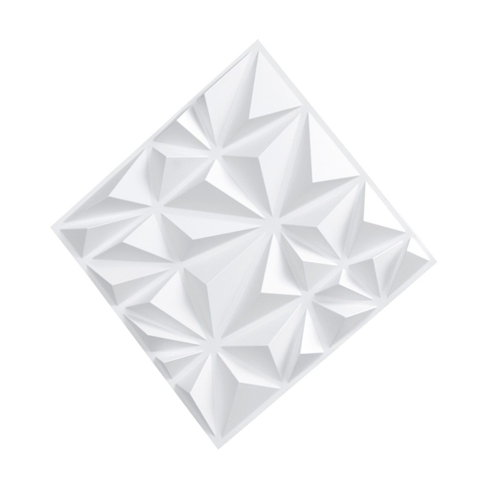 33 Pack 3D Diamond Wall Panels, 11.81 x 11.81 in PVC, 32 Sq Ft, Matte White for