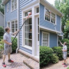 Electric Solar Panel Cleaning Kit with 20FT Telescoping Brush and 2 Spin Speeds