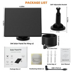 2 Pack 5W Solar Panels for Ring Cameras – Compatible with Spotlight & Stick Up C