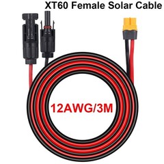 10ft Solar Panel Extension Cable Wire XT60 Female to Solar Connectors