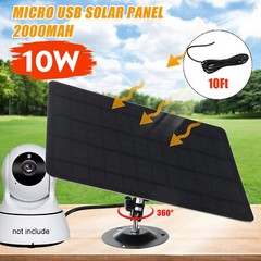 10W 6V Micro USB Monocrystal Silicon Solar Panel 360° Rotation Water-Proof H3I3