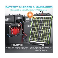 20W 12V Solar Powered Battery Charger & Maintainer, Built-in Smart MPPT Charg…