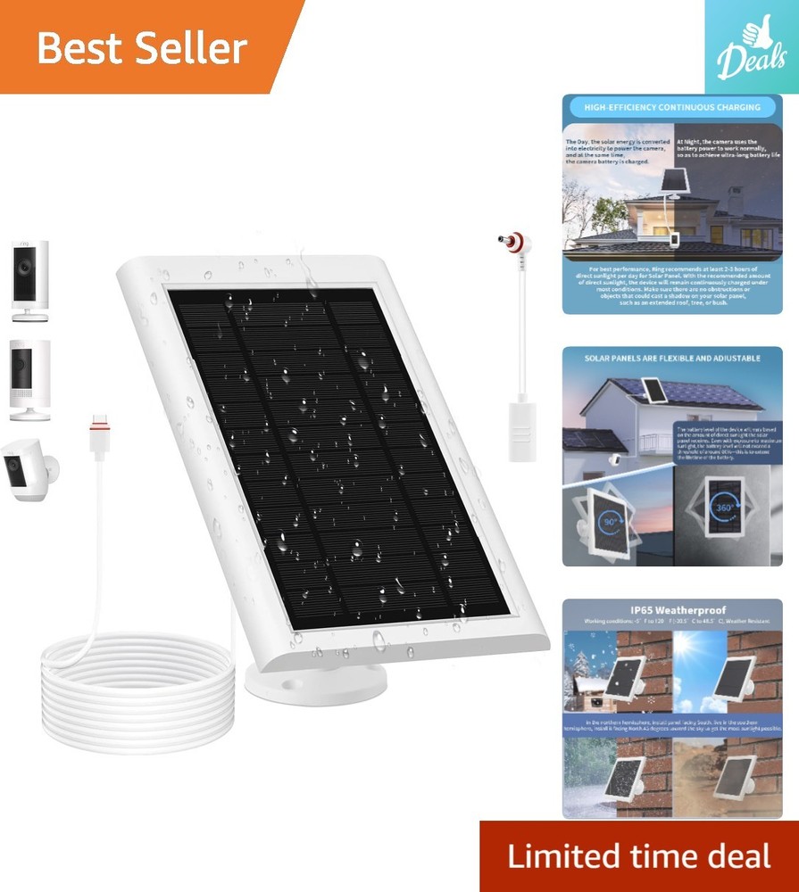 High Efficiency Solar Panel for Ring Camera – Dustproof & Waterproof Design