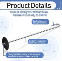 100 Pack Solar Panel Clips, U-Shape Fasteners with J Hooks for Bird Protection