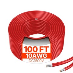 100FT Solar Panel Wire 10AWG Tinned Copper PV Cable, Waterproof XLPE Outdoor Ext