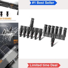 Solar Panel Connector 6 to 1 Y Branch Parallel Splitter 1000V 12AWG Waterproof