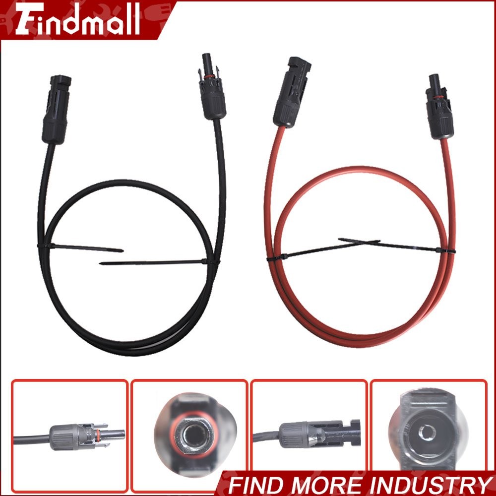 Findmall 25 Feet Black + Red 12AWG Solar Panel Extension Cable Wire Connector