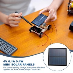 MECCANIXITY 2PCS 4V 0.4W 0.1A Mini Solar Panels for Power, Small Black