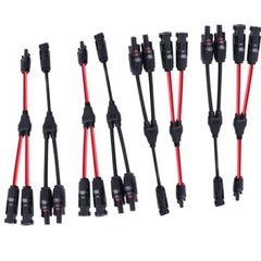 4 Pair Solar Connectors Y Branch Parallel Adapters 10AWG Cable for Solar Panel