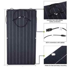 200W Flexible Solar Panel Module Battery Charger For Outdoor RV Marine Car 18V