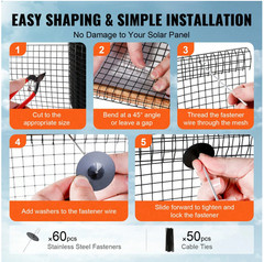 SKYSHALO 6 Inch X 100ft Solar Panel Bird Guard, Critter Guard Roll Kit With 100p