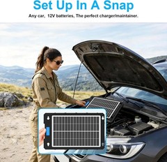 12V Solar Battery Charger Maintainer Waterproof Portable Kit with Smart PWM f…
