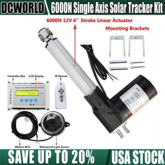 12V Single Axis Solar Tracker Kits W/ 6000N 6″ Linear Actuator W/ LCD Controller