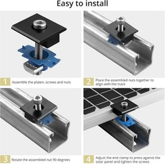 20Pcs Solar Panels Mid Clamps for Unistrut, Aluminium 30Mm/35Mm Solar Panel Brac