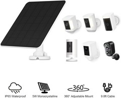 Solar Panel for Ring Camera, 5W Solar Panel Charger for Stick Up Cam/Pro Batt…