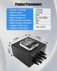 Solar Panel Disconnect Switch, 32A 1000V DC Circuit Breaker Box, 2 String PV …