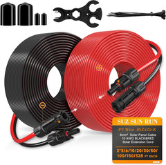Solar Extension Cable 10 Gauge Panels Wire 3Ft 10AWG (6Mm²) PV Wires SJZSUNRUN