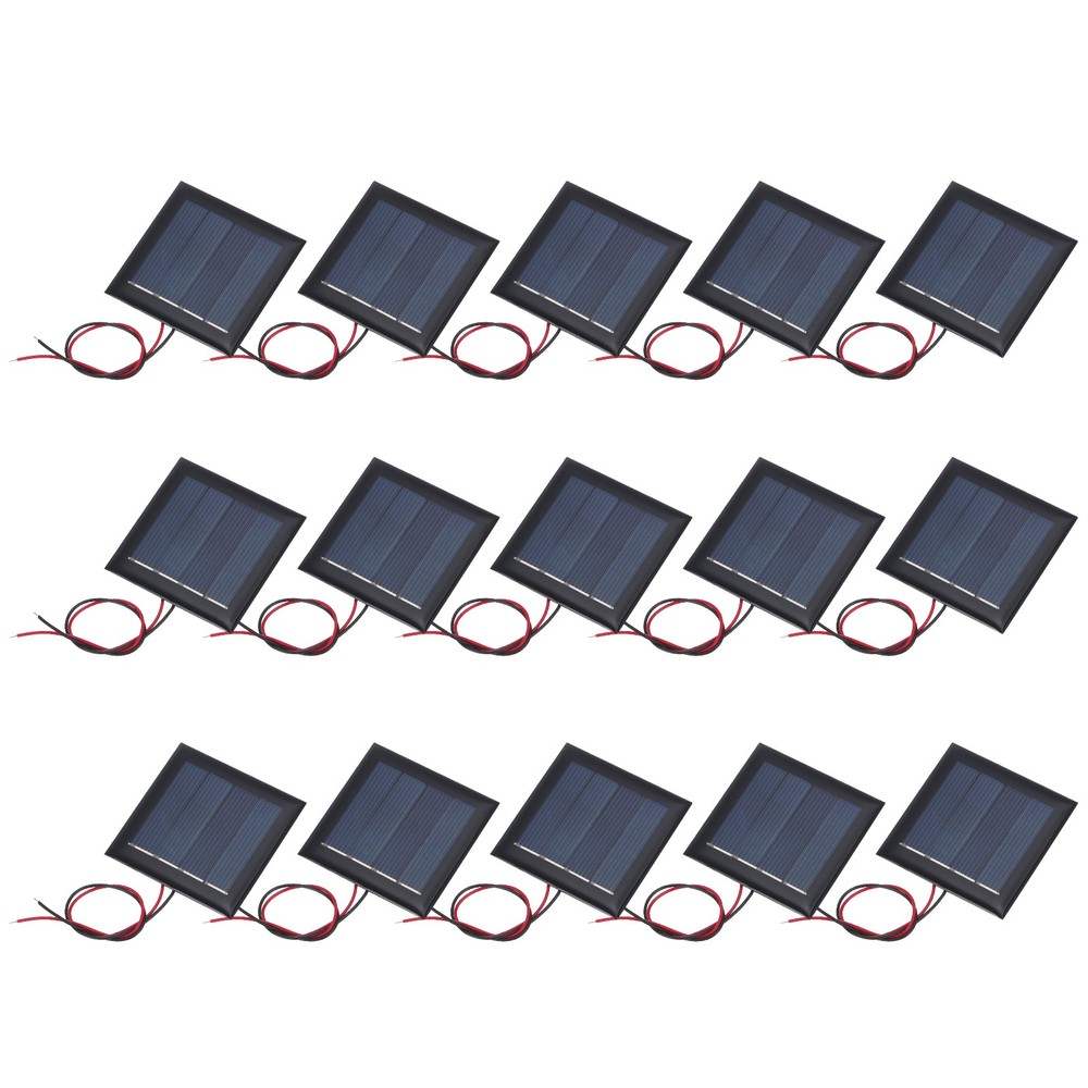 15 Pcs Mini 2V 0.26W 130mA Solar Panels for 54mm x 54mm with 2 Cables