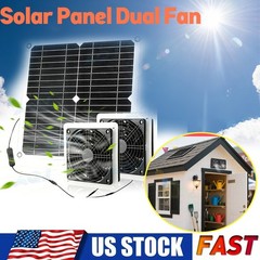 Solar Fan 25W Solar Exhaust 2-Fan Solar Powered Fan Roof Vent or Chicken Coop