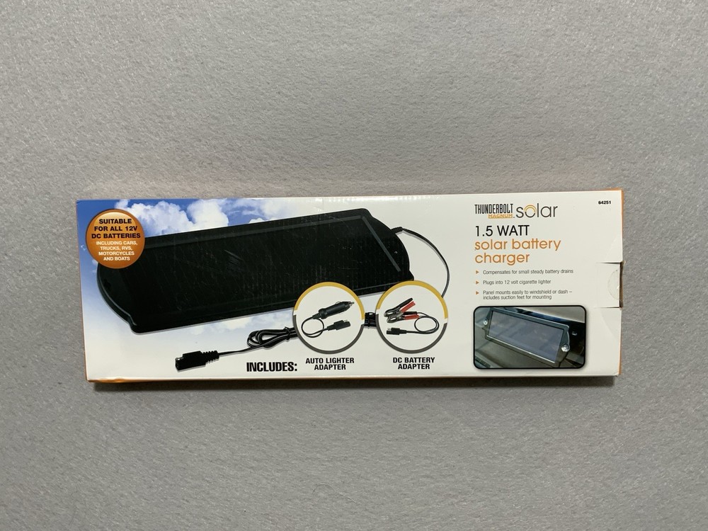 THUNDERBOLT MAGNUM SOLAR 1.5 WATT 12V SOLAR BATTERY CHARGER NIB