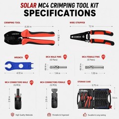 Solar MC4 Connector Crimping Tool Kit for Solar Panel Cable Assembly,14-10 AW…