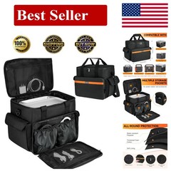 Stylish Black Carrying Case for Portable Power Stations – 7 Compartment Design