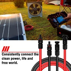 2x 100 FT 10AWG(6mm²) Solar Panel Extension Cable with Female and Male Connecto