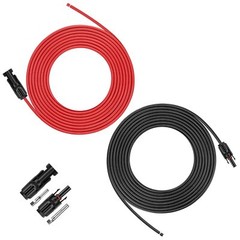 20 Ft 10AWG Solar Extension Cable with Female and Male, 20 FT Red + 20 FT Black