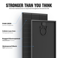 12V 400W (200W*2) Black Solar Panel N-Type 18BB 25% High Conversion RV Off Grid