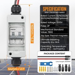Solar Panel Disconnect Switch 1000V 60A PV Disconnect Switch Outdoor Miniature