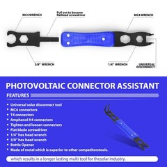 Tntleays Mc4 Disconnect Tool, Solar Serpent 5-in-1 Multipurpose blue