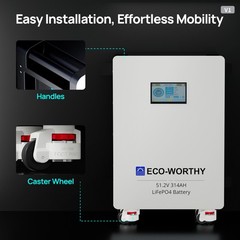 ECO-WORTHY 16kWh 48V 314AH LiFePO4 Battery+6kw/10kw/20kw Off-Grid Inverter