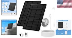Solar Panel for Ring Camera(2Nd Generation), 2 Pack 5W Solar Panel with 10FT/3M