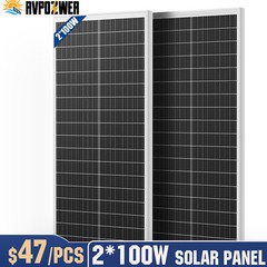 100W Watt 12V/24V Mono Solar Panel 18BB Cell RV Car Home Off Grid 2Pack (200W)