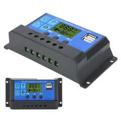 Solar Panel Controller LCD Battery Control USB Output 12V/24V 30A