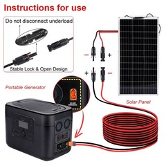 6Ft XT60i Female to Solar Connector Extension Cable Wire Solar Generator 12AWG