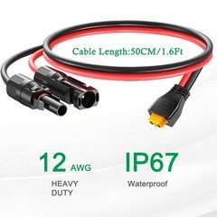 MaxEnergy Solar Panels XT60 Connector Charge Extension Cable 10AWG Solar