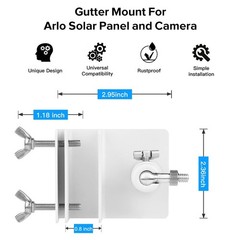 2Pack Gutter Mount Compatible with Arlo Essential Solar Panel, Arlo Pro 5S/Pr…