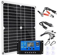 200W Solar Panel Kit 12V with 100A Solar Charge Controller and Extension Cabl…