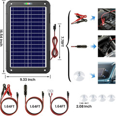 12V Solar Car Battery Charger: 12W Solar Panel Kit Battery Trickle Charger Maint
