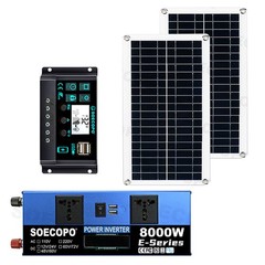 8000W Solar Power Kit Inverter, 2pcs 200W Solar Panels & 100A Controller