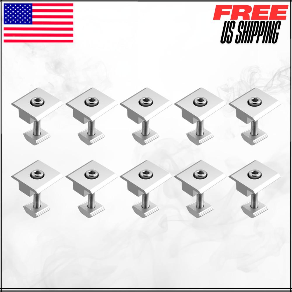 Aluminium T-Shaped Solar Panel 35mm Mid Clamps Rail Connectors Silver 10pcs