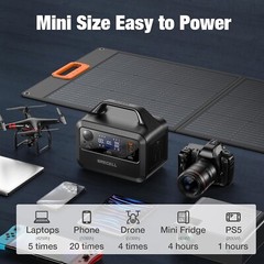 Portable Power Station 300W, 230Wh LiFePO4 LFP Battery, 1.5hrs Fast Charging,…