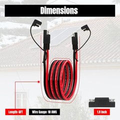 6FT 10AWG SAE Extension Cable,10 Gauge SAE Connector Cable for Solar RV