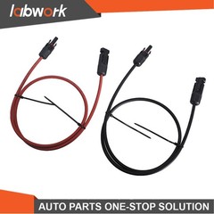 Labwork 1Pair Black+Red Solar Panel Extension Cable Wire Connector 10 AWG 3 Feet