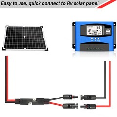 2PCS 1FT Solar Panel to SAE Adapter Cable – 10AWG SAE Connector Extension Cab…